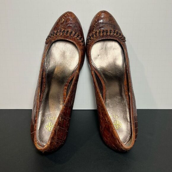 Womens ISOLA Cognac Brown Crocodile Print Pump Heels / Size 9.5 - Picture 5 of 8